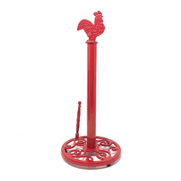 Red Rooster Paper Towel Dispenser Other - Cast Iron Red Rooster Paper Towel Dispenser 15"